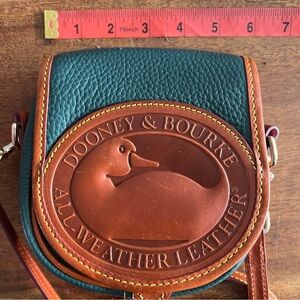 Dooney & Bourke Green and Brown Crossbody Bag with Pebbled Texture